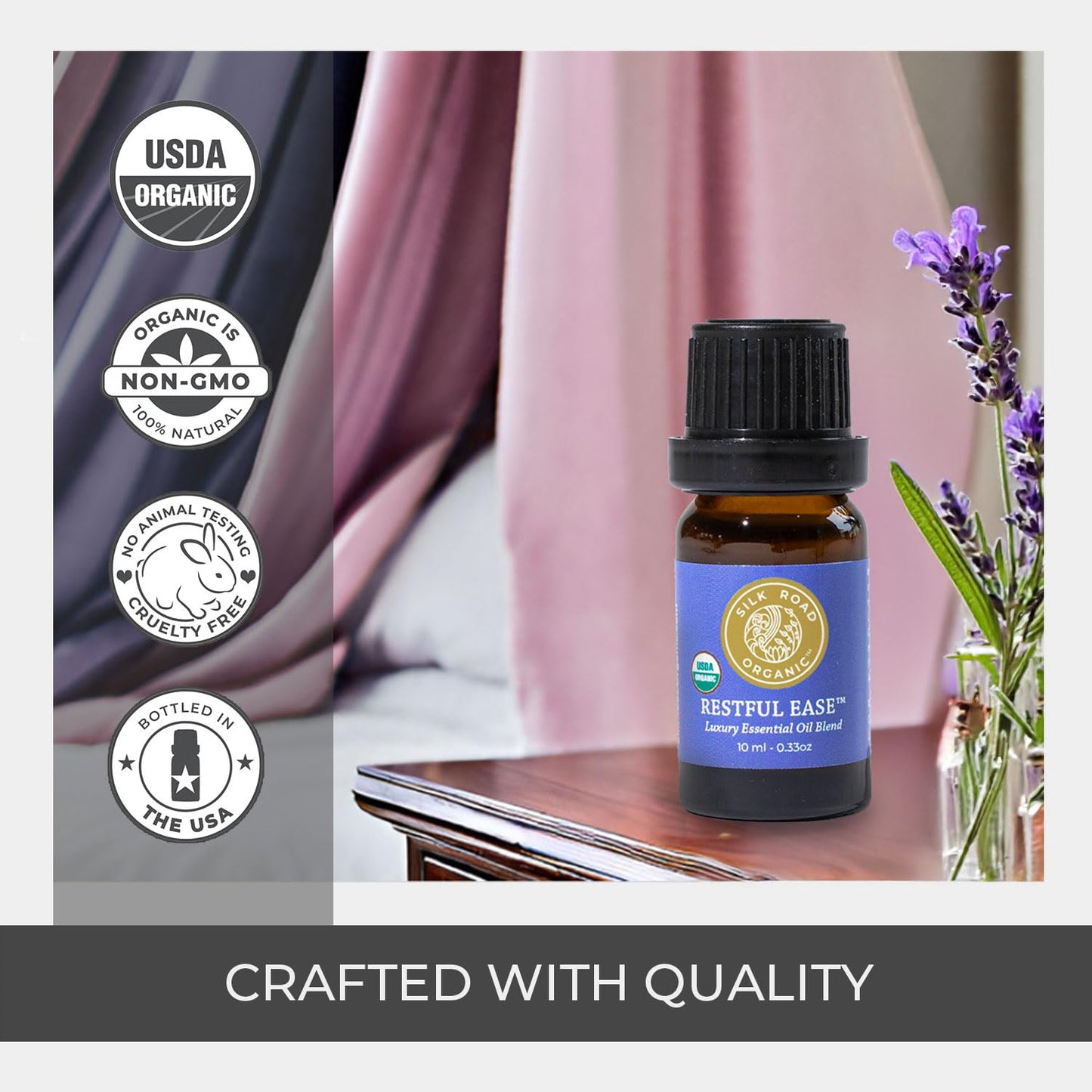 Silk Road Organic Restful Ease Essential Oil Blend 10 ml - Sleep & Stress Relief