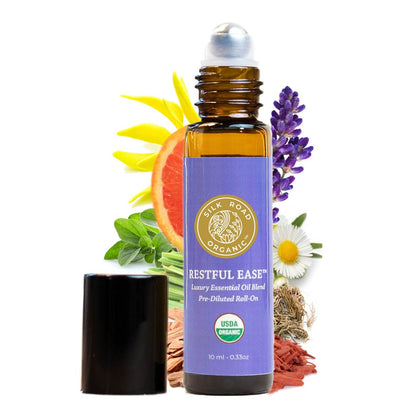 Silk Road Organic Restful Ease Roll-On – 10ml, Indian Sandalwood | USDA Certified