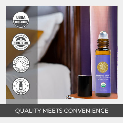 Silk Road Organic Restful Ease Roll-On – 10ml, Indian Sandalwood | USDA Certified