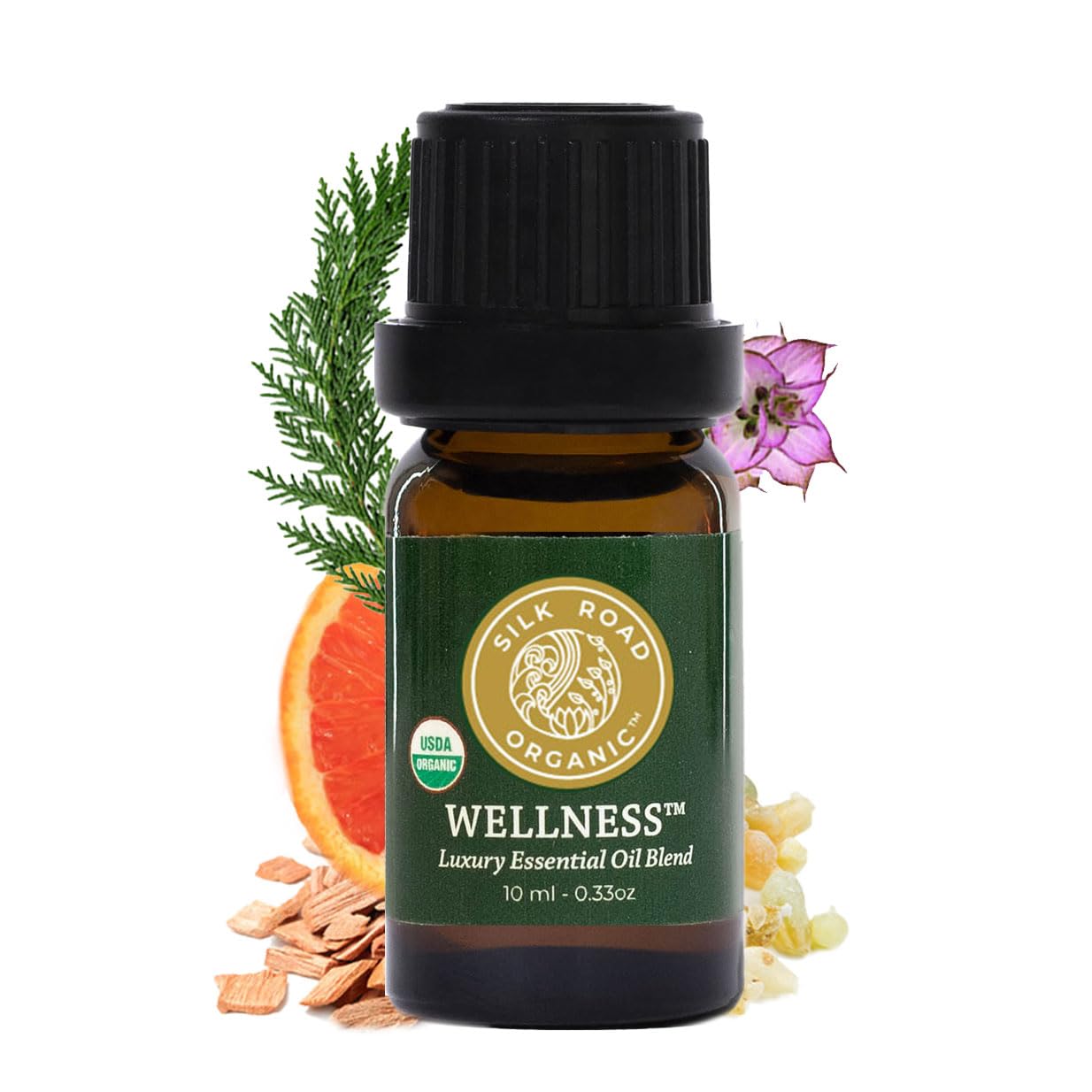 Silk Road Vitality Blend Essential Oil – 100% Pure USDA Organic (10 ml) – Frankincense, Cypress, Cedarwood, Clary Sage, Orange