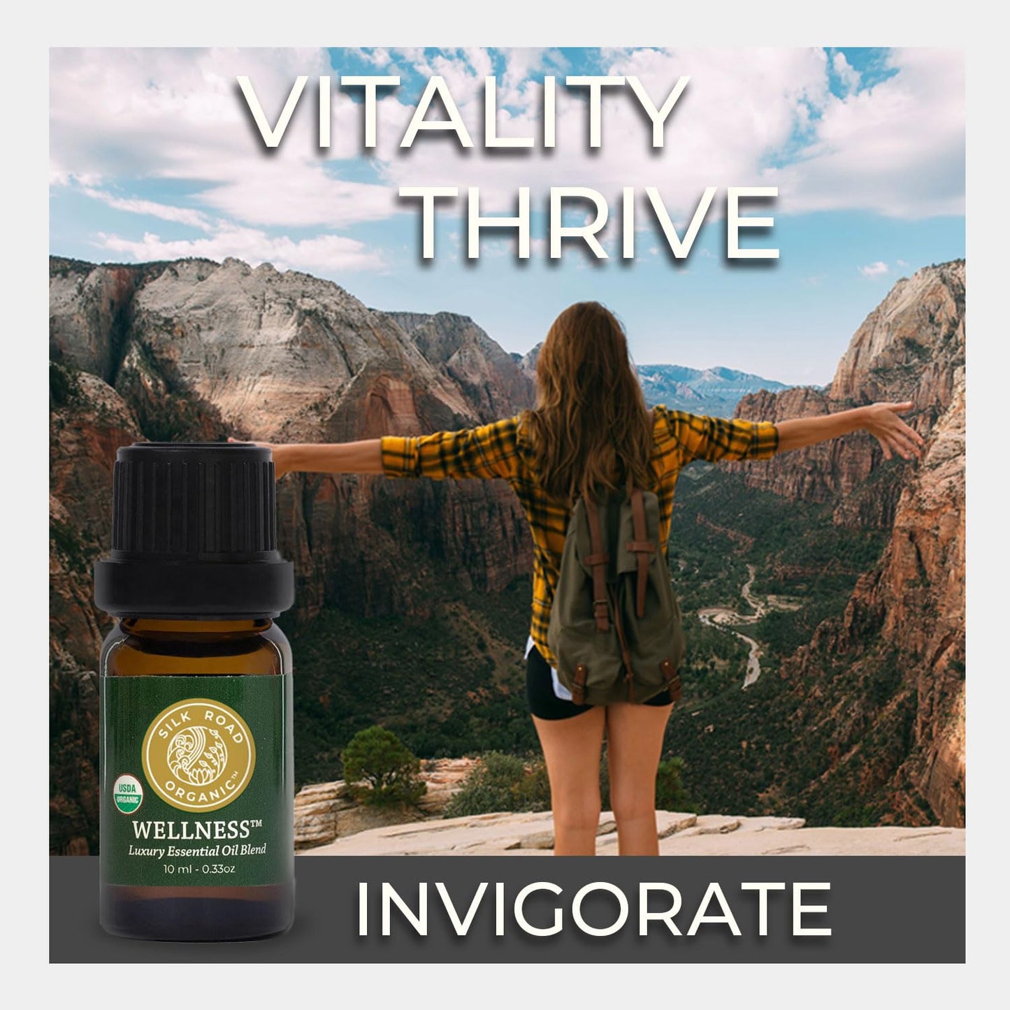 Silk Road Vitality Blend Essential Oil – 100% Pure USDA Organic (10 ml) – Frankincense, Cypress, Cedarwood, Clary Sage, Orange