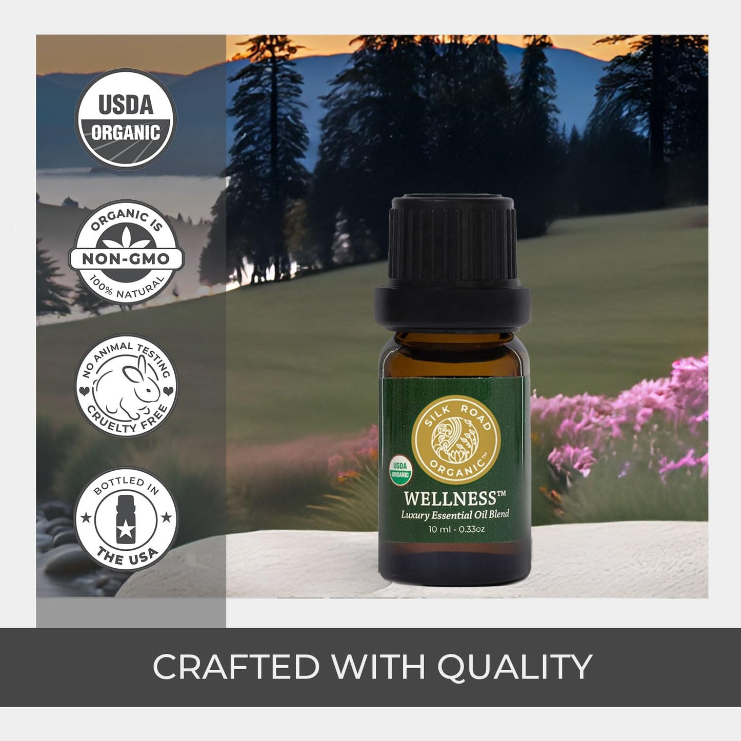 Silk Road Vitality Blend Essential Oil – 100% Pure USDA Organic (10 ml) – Frankincense, Cypress, Cedarwood, Clary Sage, Orange