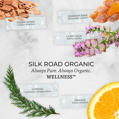 Silk Road Vitality Blend Essential Oil – 100% Pure USDA Organic (10 ml) – Frankincense, Cypress, Cedarwood, Clary Sage, Orange