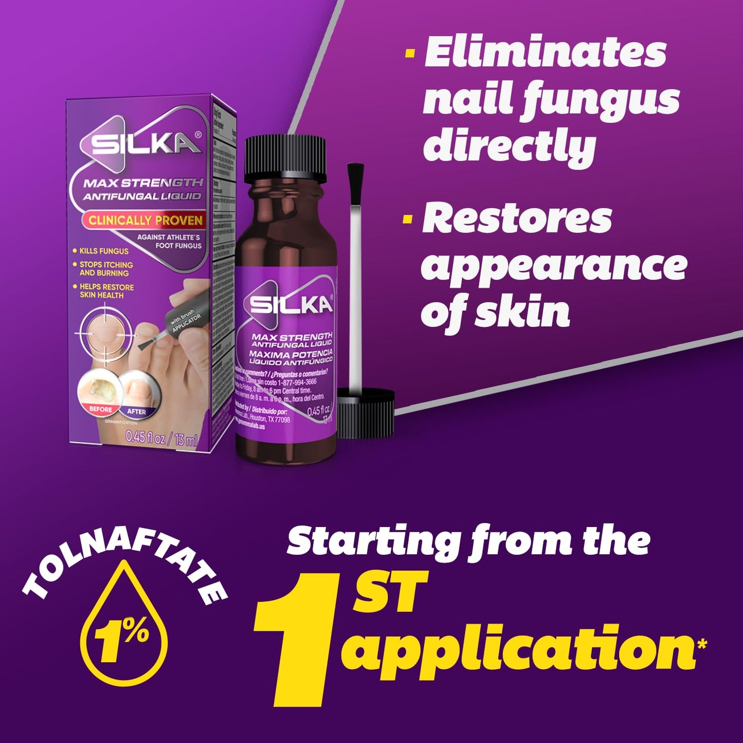 Silka Max Strength Antifungal Liquid & Cream Set – Fast Relief for Toenail Fungus, Athlete's Foot & Ringworm