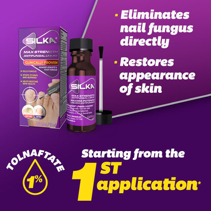 Silka Max Strength Antifungal Liquid & Cream Set – Fast Relief for Toenail Fungus, Athlete's Foot & Ringworm