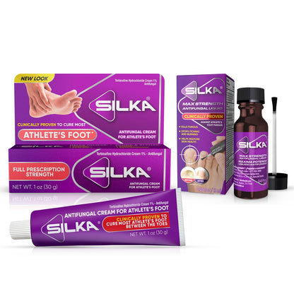 Silka Max Strength Antifungal Liquid & Cream Set – Fast Relief for Toenail Fungus, Athlete's Foot & Ringworm