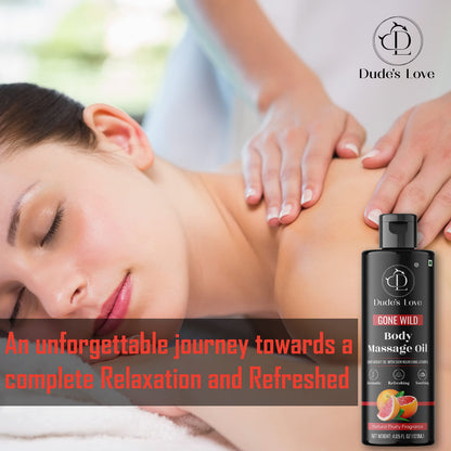 Organic Grapefruit Full Edible Body Massage Oil – Refreshing, Calming | No Stain & Non-Sticky | Fractionated Coconut Oil, Grapefruit & Lime Oil – 4.05 Fl Oz