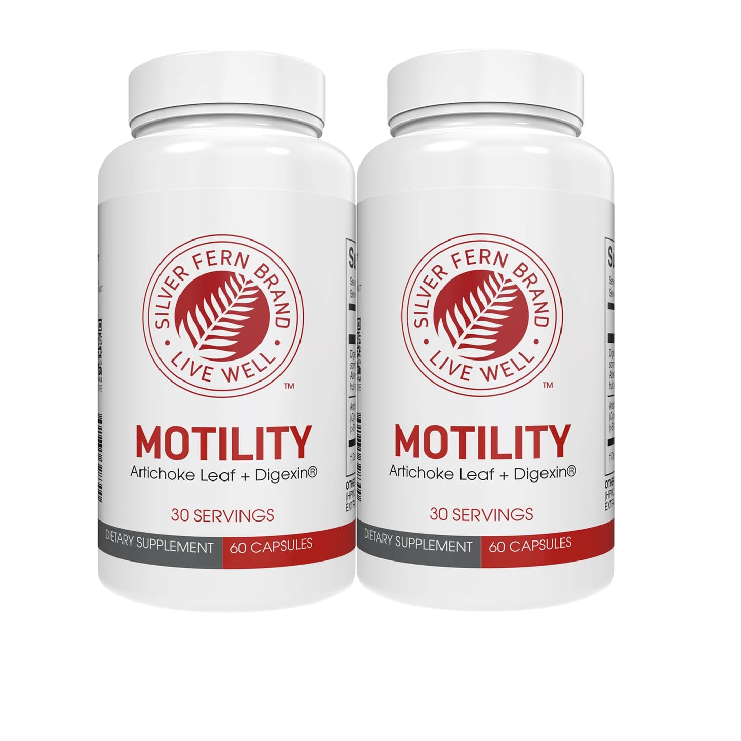 Silver Fern Motility – Non-Laxative Constipation Support, 120 Capsules (60-Day Supply) with Artichoke Leaf, Tender Okra Pods & Winter Cherry