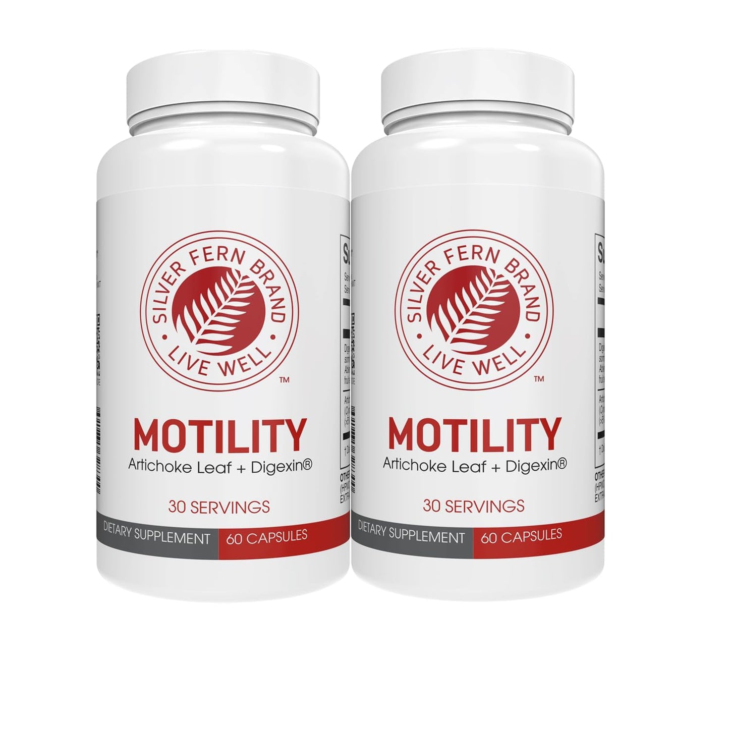 Silver Fern Motility – Non-Laxative Constipation Support, 120 Capsules (60-Day Supply) with Artichoke Leaf, Tender Okra Pods & Winter Cherry