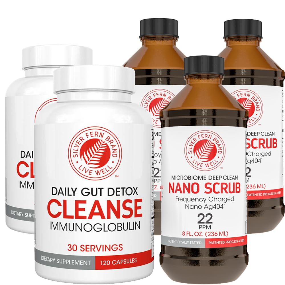 Silver Fern Ultimate Clean-Up Kit – 30 Day Cleanse Capsules & Nano Scrub Liquid, Gluten & Dairy Free, Made in USA