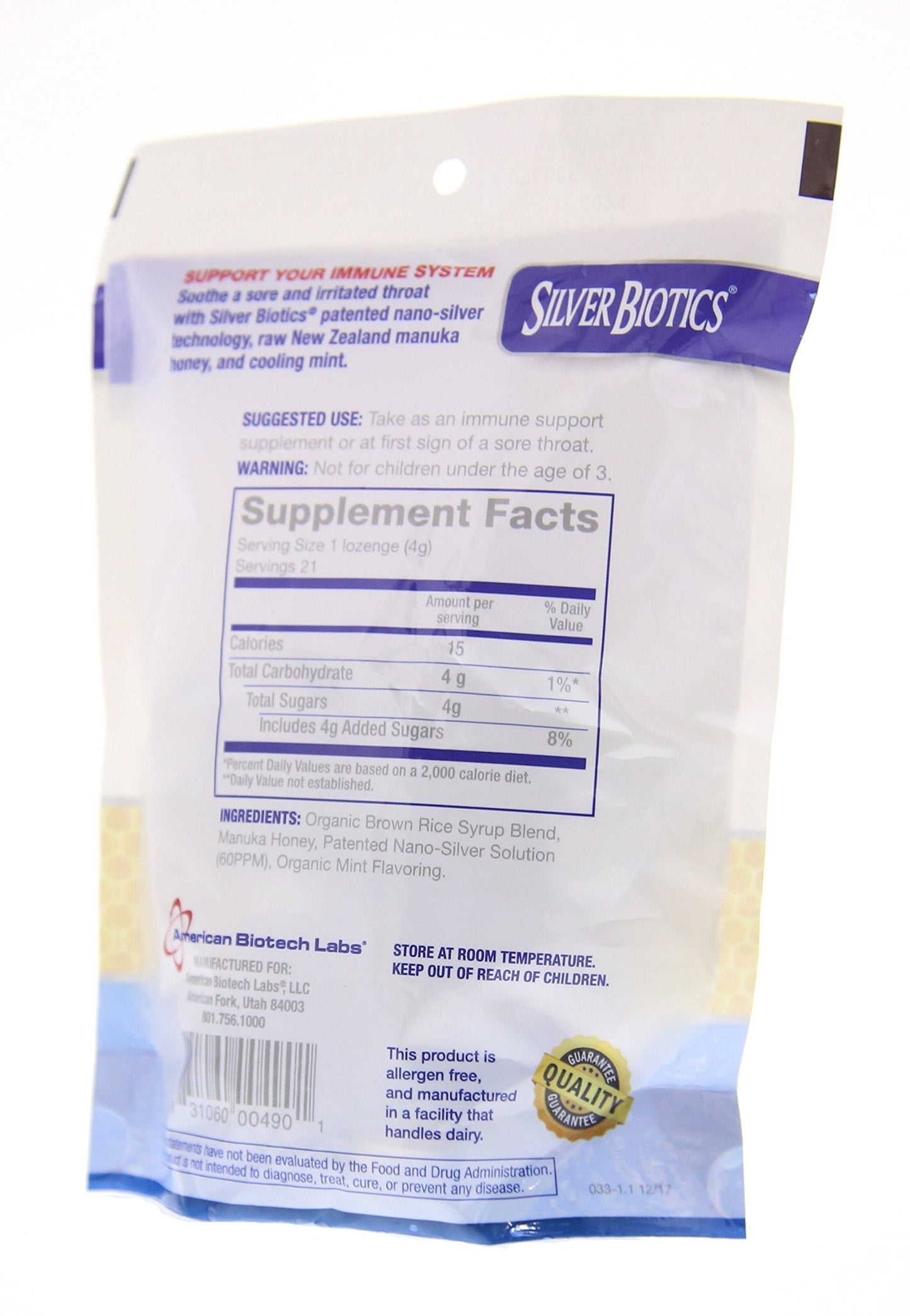 Silver Lozenges 60ppm SilverSol with Manuka Honey – Mighty Manuka Mint (2 Pack, 21 Count)
