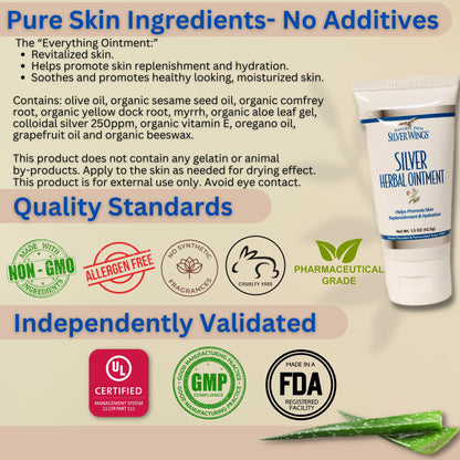 Natural Path Silver Wings: Colloidal Silver 500 ppm (1 oz) + Immune Support Plus Herbal Ointment 250 ppm (1.5 oz)