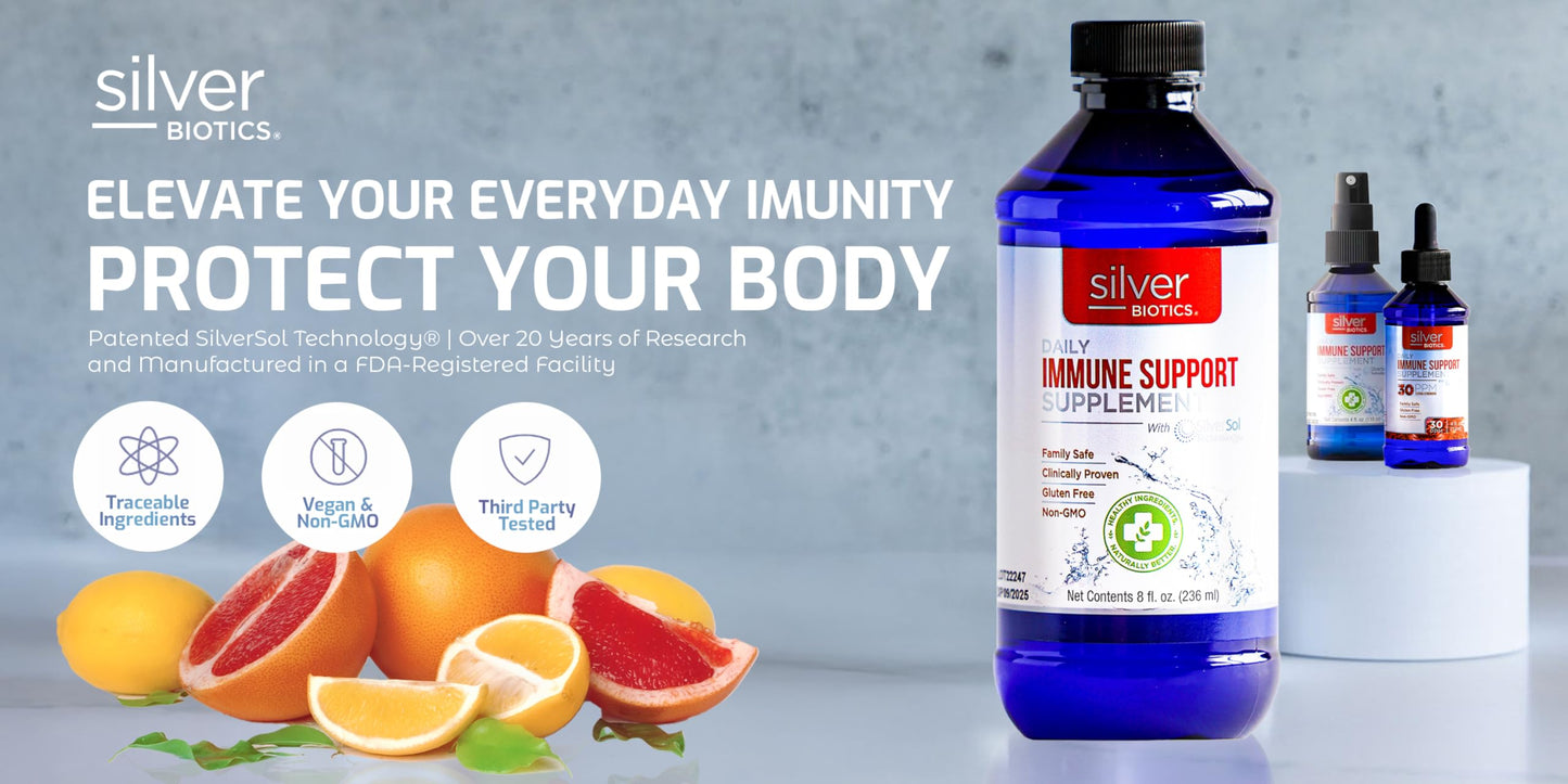 Silver Biotics Immune Support – Multivalent SilverSol 10 PPM | 8 Fl Oz