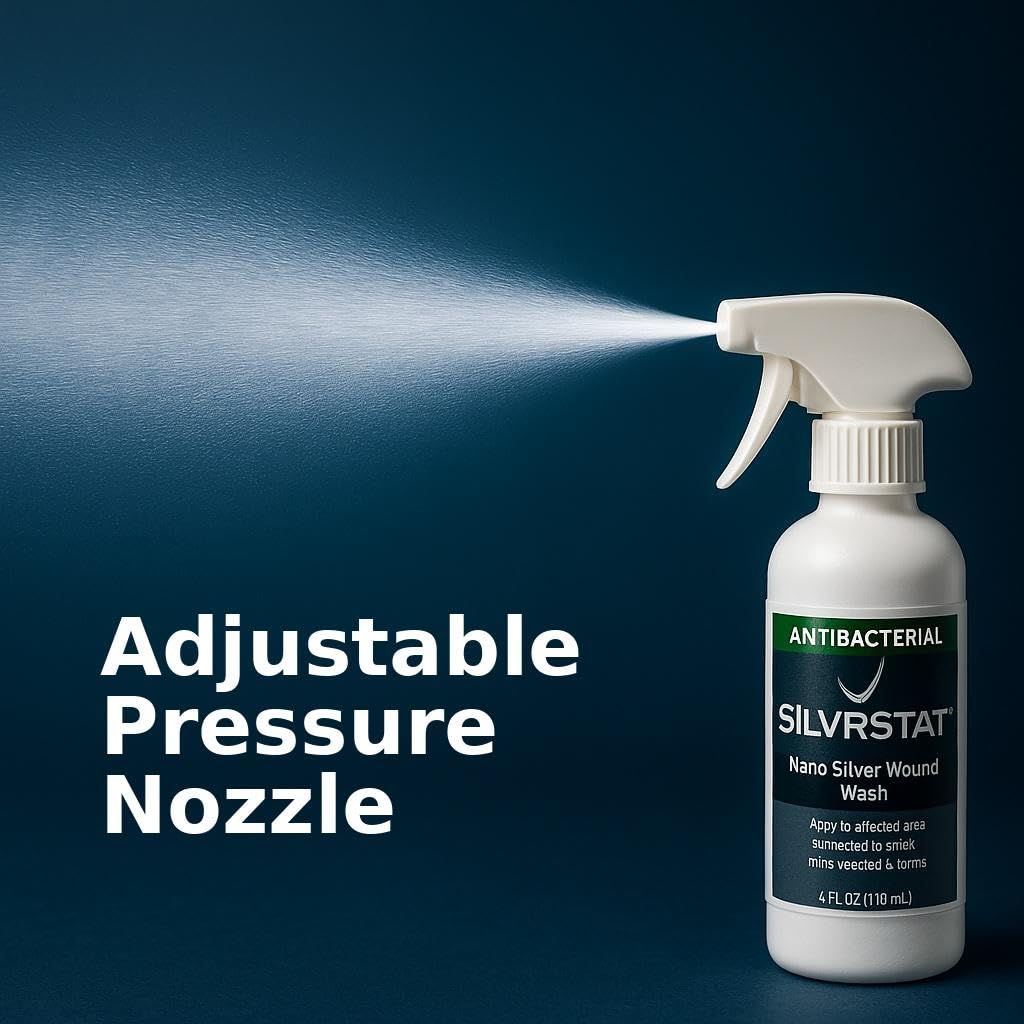 SilvrSTAT Nano Silver Wound Wash Sprayer – Sterile, Drug-Free Debride & Fine Mist (4 oz)