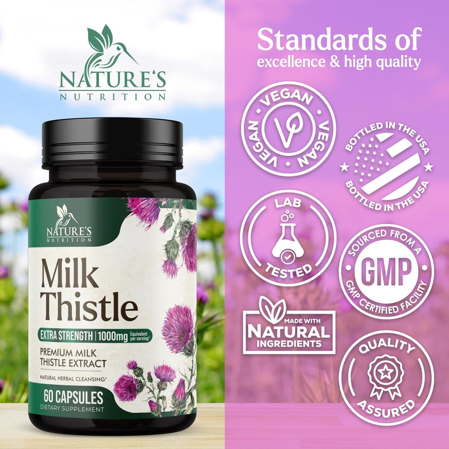 Milk Thistle Extract 1000mg - Liver Detox & Repair | 60 Capsules