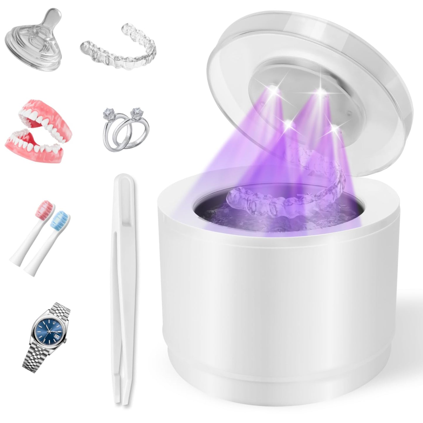 Simfree Ultrasonic Retainer Cleaner - 45kHz, 4 Modes, 200ml, Digital Timer