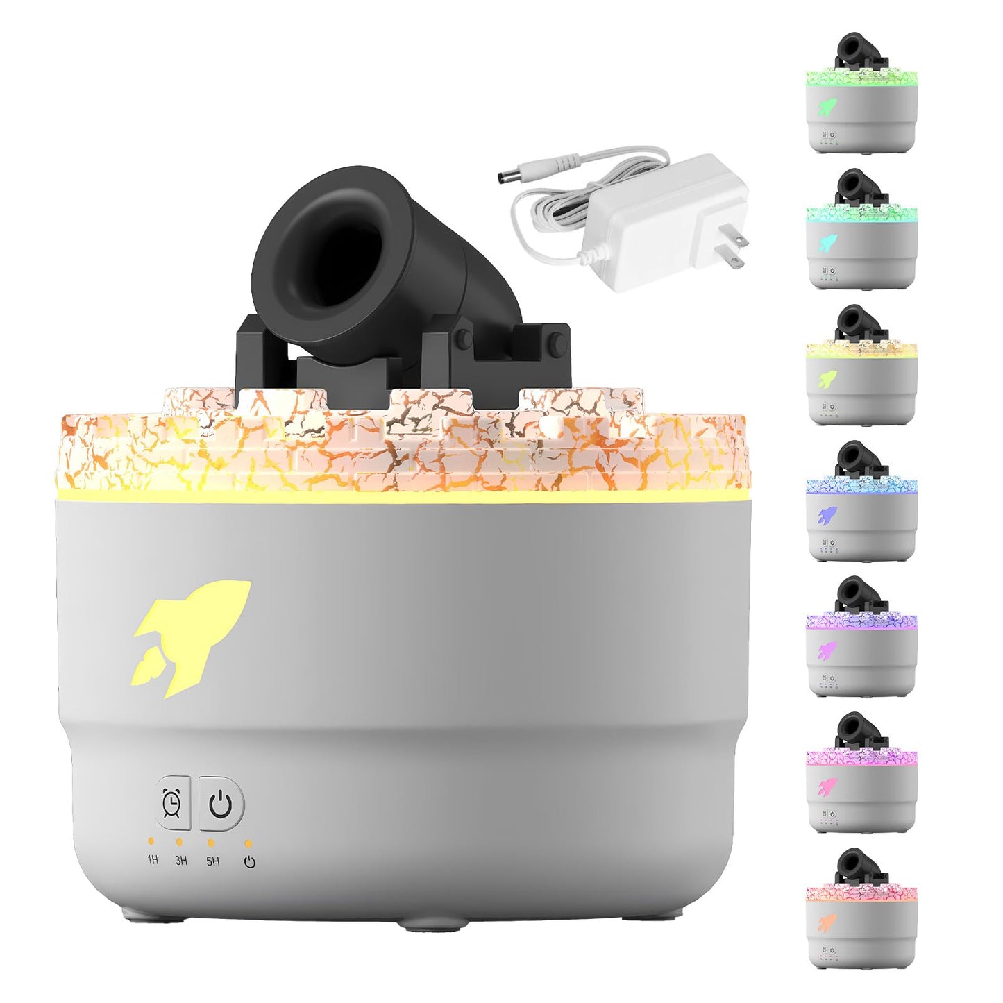 SIMOHOT Cannon Humidifier 280ML – 7-Color LED, 2 Spray Modes, Timer, Cool Mist