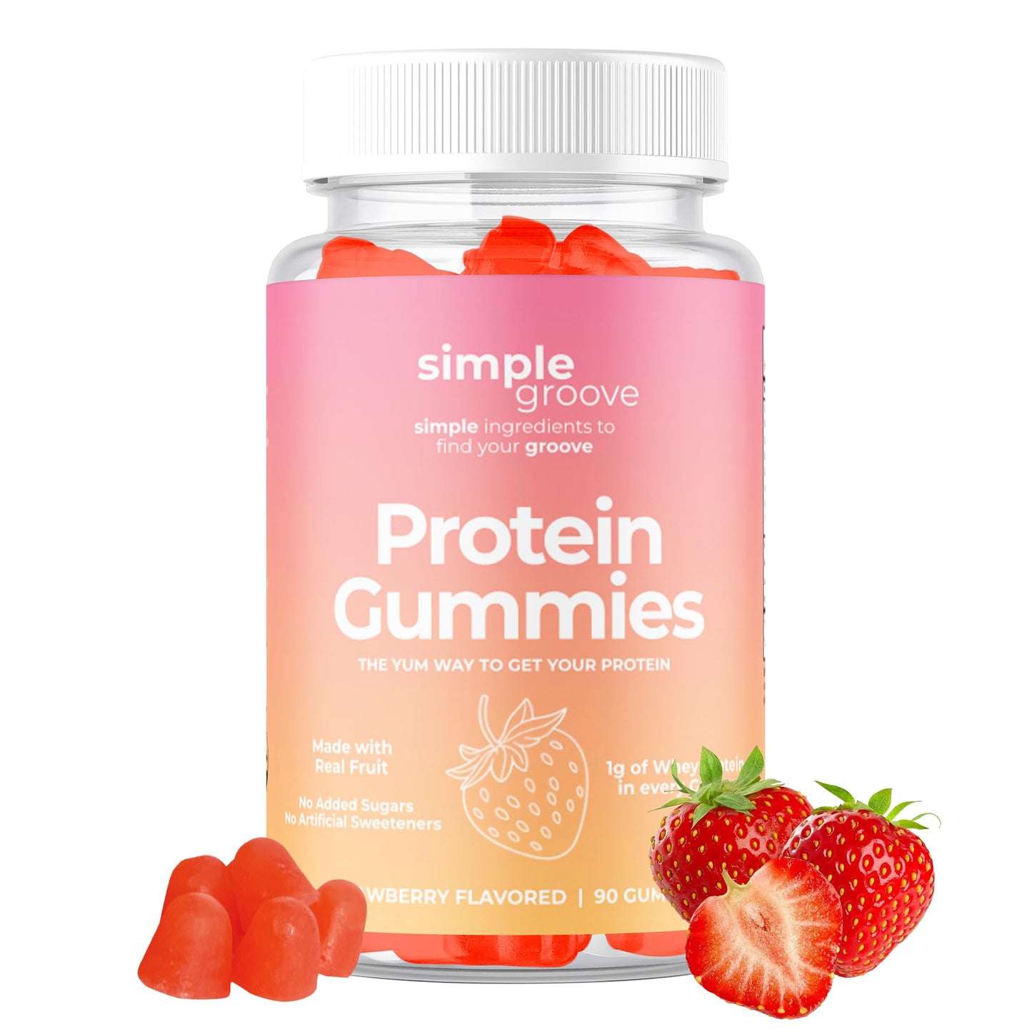 Simple Groove Protein Gummies - 1g Whey Protein per Gummy | 90 Count | Healthy Snacks