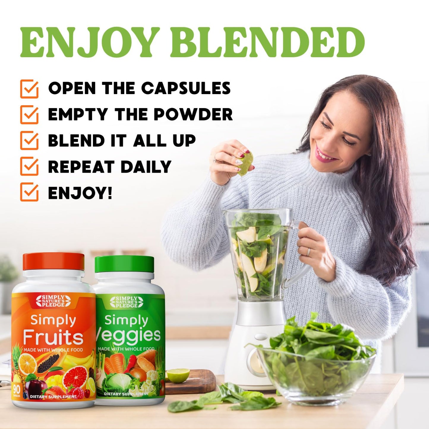 Simply Nature’s Pledge – 42+ Fruits & Vegetables, 2-Month Supply, Non-GMO & Soy-Free