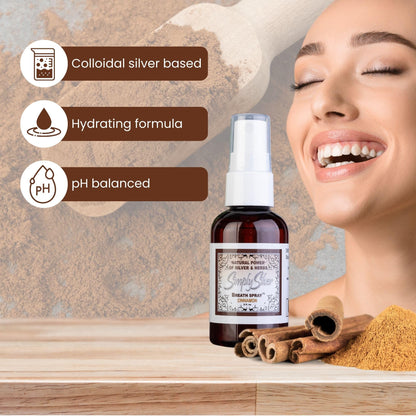 Simply Silver Cinnamon Breath Spray - Dry Mouth Relief, All Natural, Fluoride Free | 2 Fl Oz