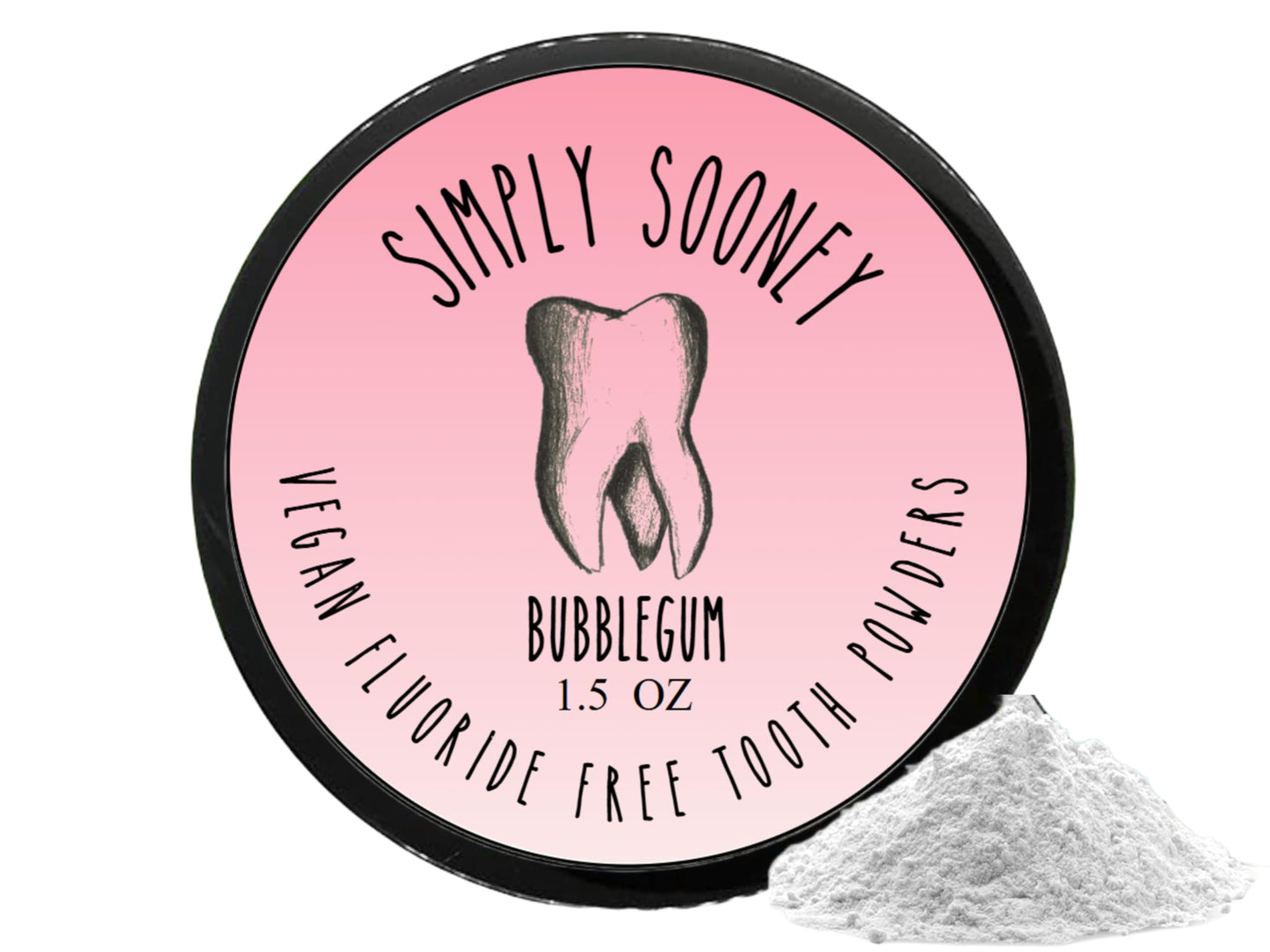 Simply Sooney Remineralizing Vegan Tooth Powder – Bubblegum for Kids, Natural Whitening, 1.5 oz
