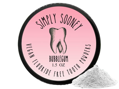 Simply Sooney Remineralizing Vegan Tooth Powder – Bubblegum for Kids, Natural Whitening, 1.5 oz