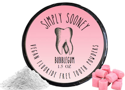 Simply Sooney Remineralizing Vegan Tooth Powder – Bubblegum for Kids, Natural Whitening, 1.5 oz