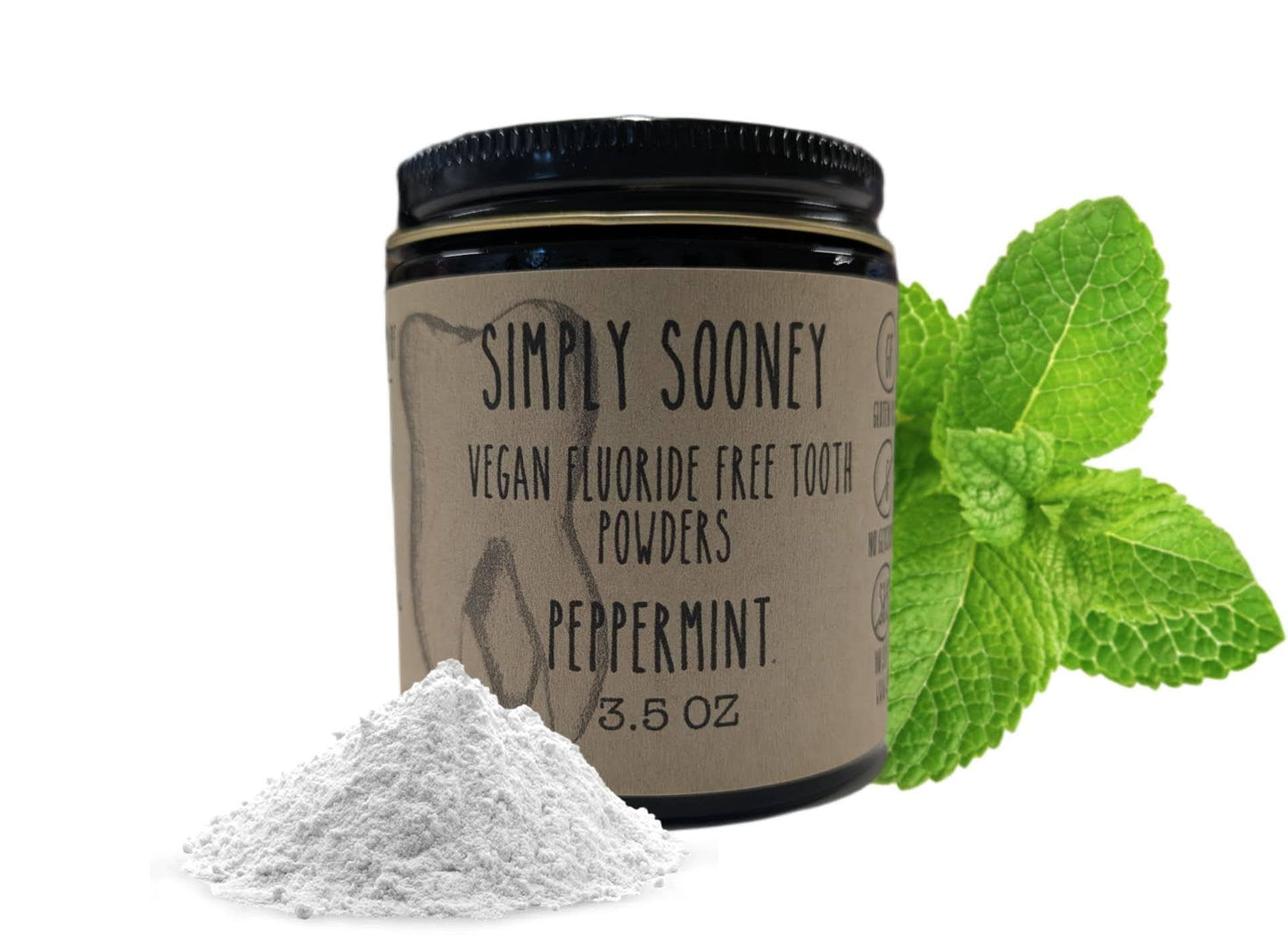 Simply Sooney Remineralizing Vegan Fluoride-Free Tooth Powder – Peppermint