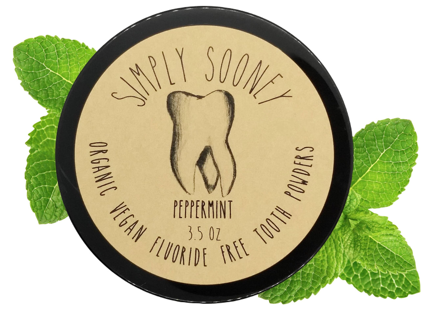 Simply Sooney Vegan Fluoride Free Toothpaste Powder – Organic Peppermint (3.5 oz)