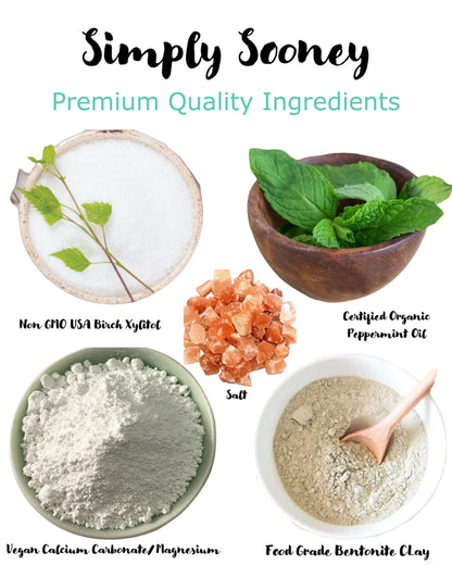 Simply Sooney Vegan Fluoride Free Toothpaste Powder – Organic Peppermint (3.5 oz)