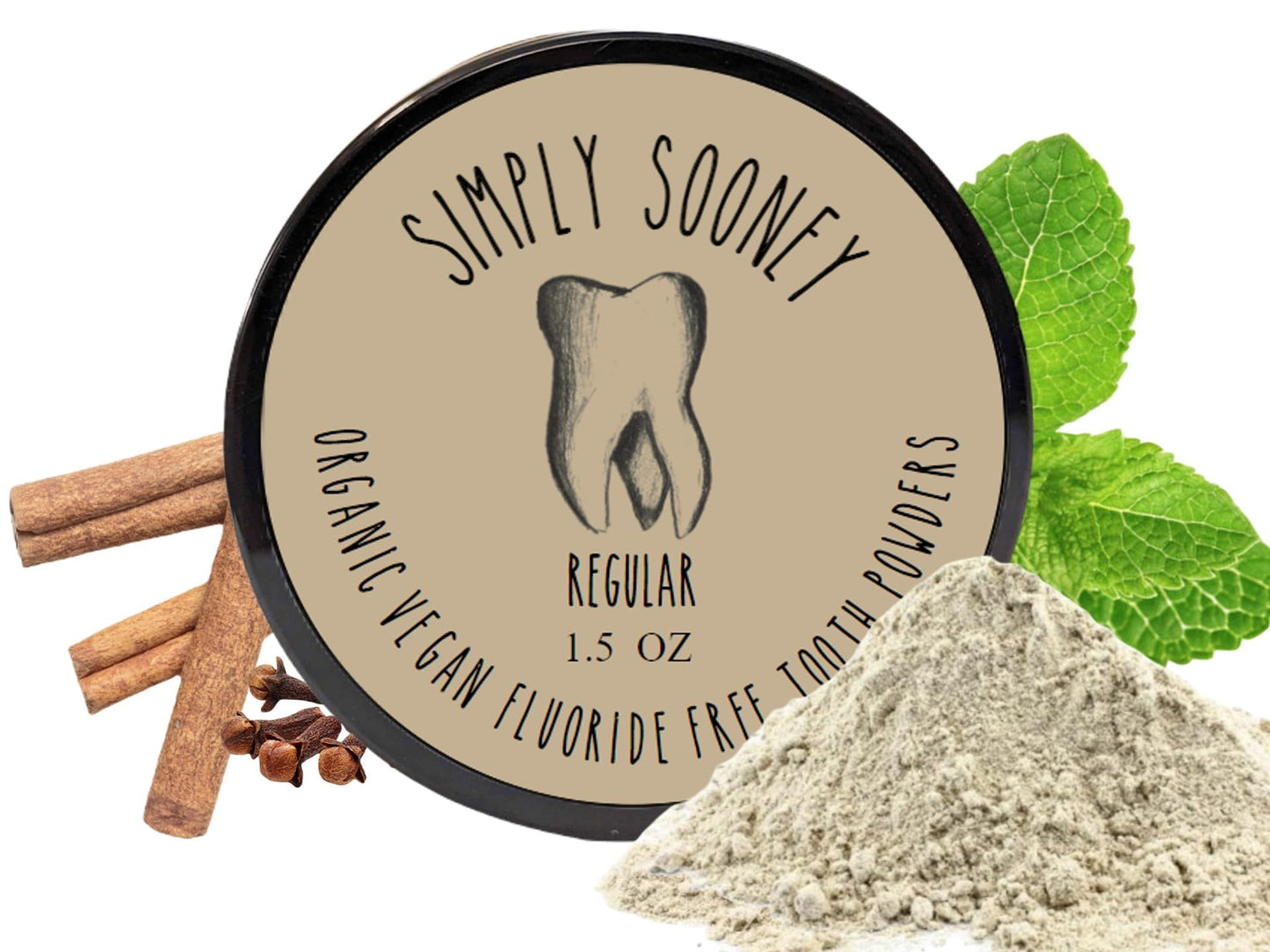 Simply Sooney Vegan Mineral Tooth Powder – Cinnamon & Clove – 1.5oz Jar