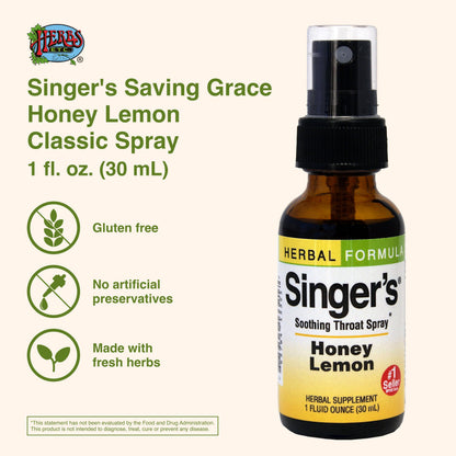 Herbs Etc. Singer's Saving Grace Honey Lemon – Herbal Throat Spray (1 oz)