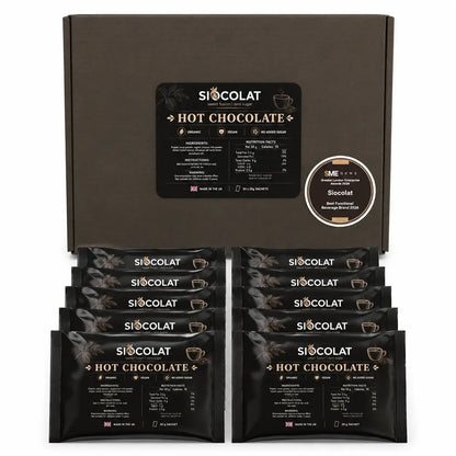 Siocolat Organic Vegan Sugar Free Low Calorie Hot Chocolate Drink 10 sachets Siocolat
