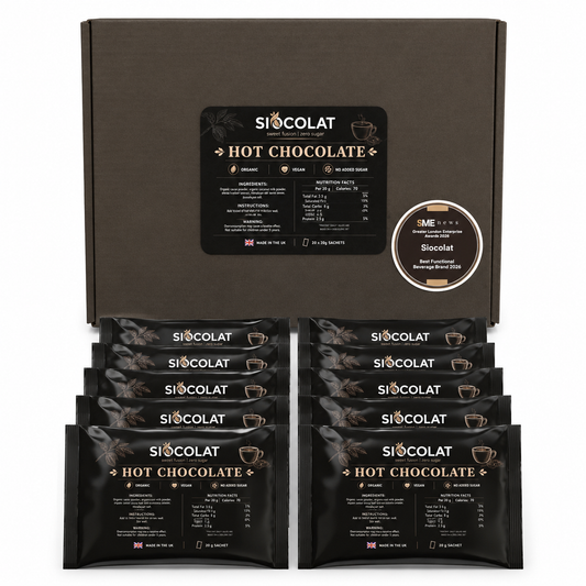 Siocolat Organic Vegan Sugar Free Low Calorie Hot Chocolate Drink 10 sachets