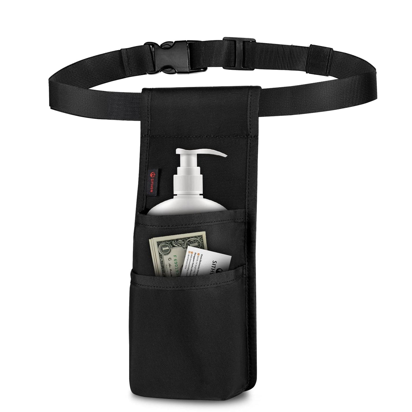 SITHON Massage Bottle Bag – Adjustable Waist Holster with Pockets (Bag Only, Black)