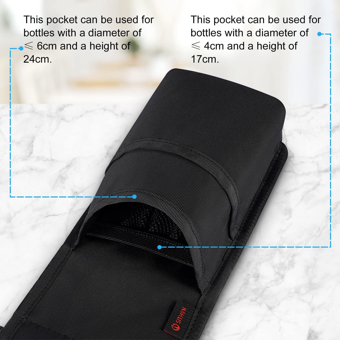 SITHON Massage Bottle Bag – Adjustable Waist Holster with Pockets (Bag Only, Black)