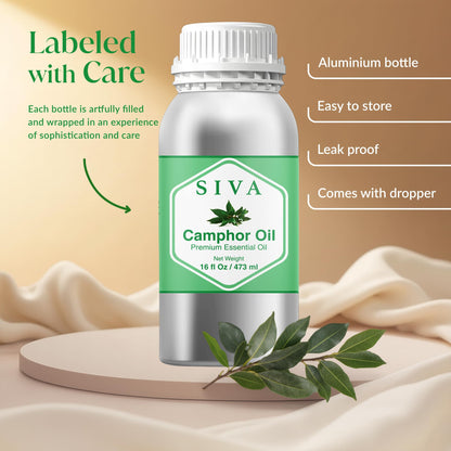 Siva Camphor Essential Oil - 16 oz | 100% Natural Camphor Oil for Diffuser, Skin, Hair & Aromatherapy