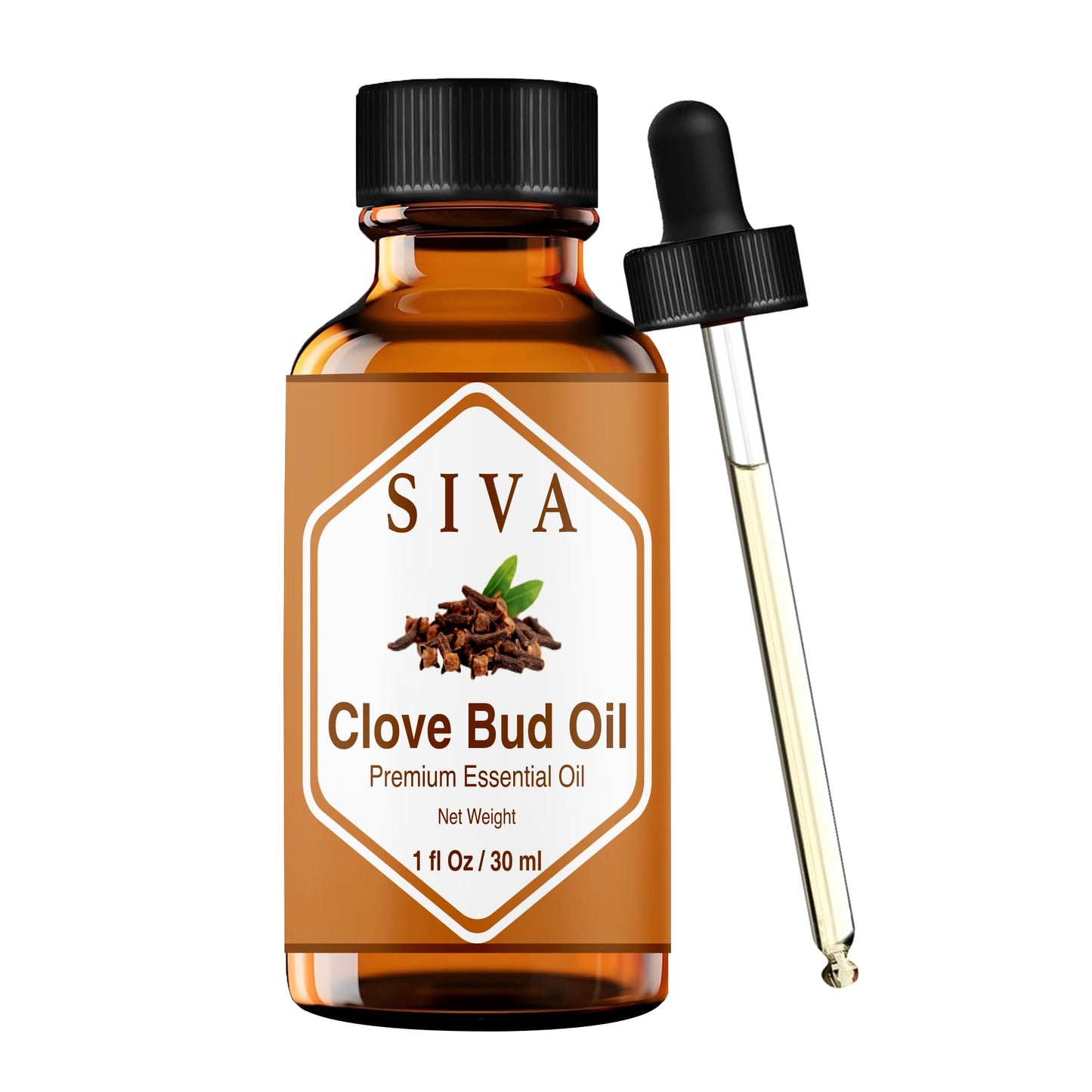 Siva Clove Bud Essential Oil - 1oz | 100% Natural Clove Bud Oil for Diffuser, Skin Care, Aromatherapy, Hair Care, Scalp & Body Massage - With Dropper