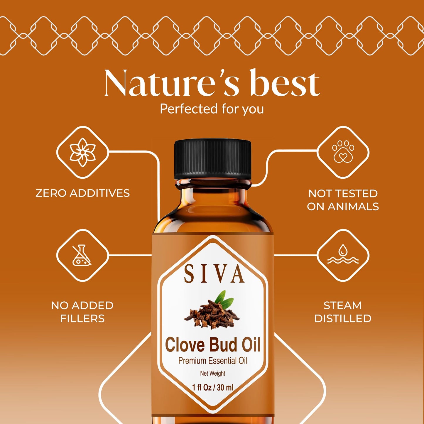 Siva Clove Bud Essential Oil - 1oz | 100% Natural Clove Bud Oil for Diffuser, Skin Care, Aromatherapy, Hair Care, Scalp & Body Massage - With Dropper