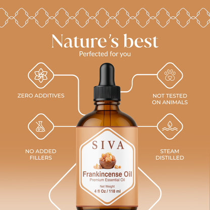 Siva Frankincense Essential Oil 4oz – 100% Natural Boswellia Serrata for Diffuser, Skin Care & Aromatherapy