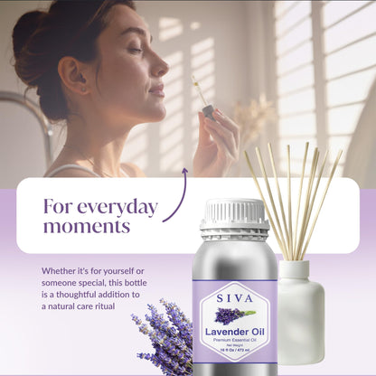 Siva Lavender Essential Oil 16 Oz – 100% Natural | Diffuser, Skin & Hair Care