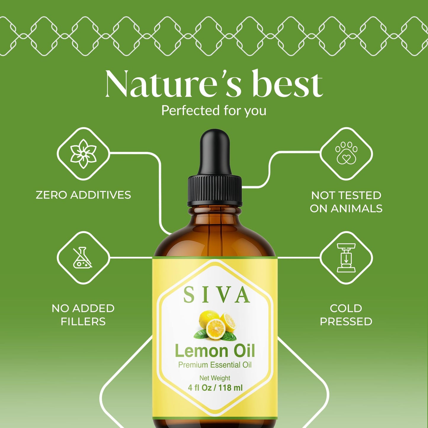 Siva Lemon Essential Oil 4oz – 100% Natural for Diffuser & Skin