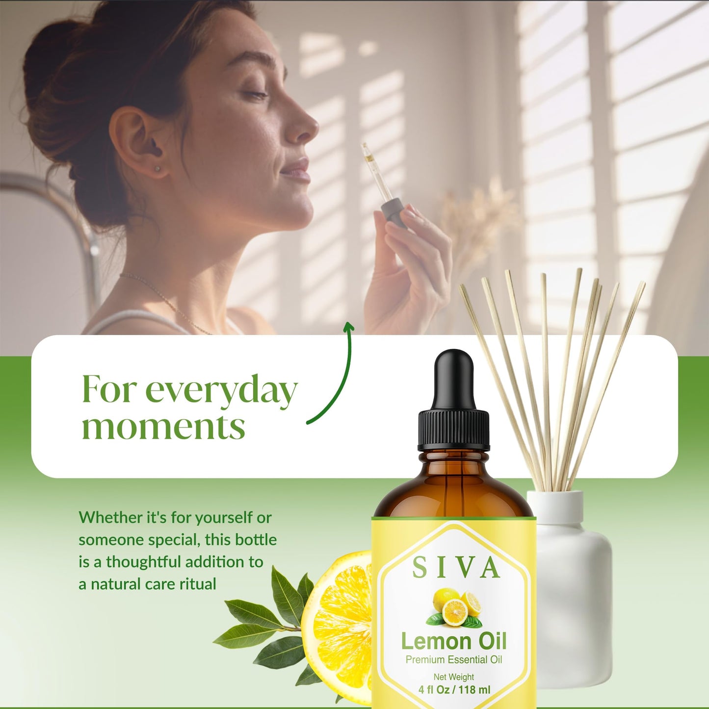 Siva Lemon Essential Oil 4oz – 100% Natural for Diffuser & Skin