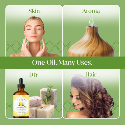 Siva Lemon Essential Oil 4oz – 100% Natural for Diffuser & Skin