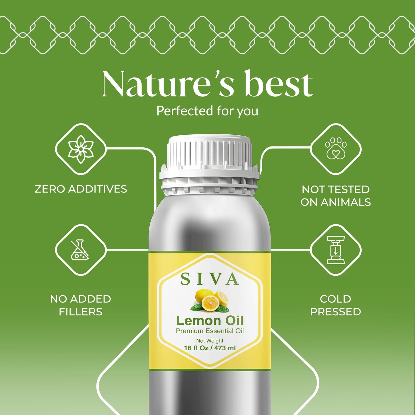 Siva Lemon Essential Oil 16oz – 100% Natural for Diffuser, Hair & Skin Care