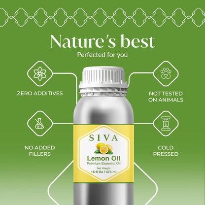 Siva Lemon Essential Oil 16oz – 100% Natural for Diffuser, Hair & Skin Care