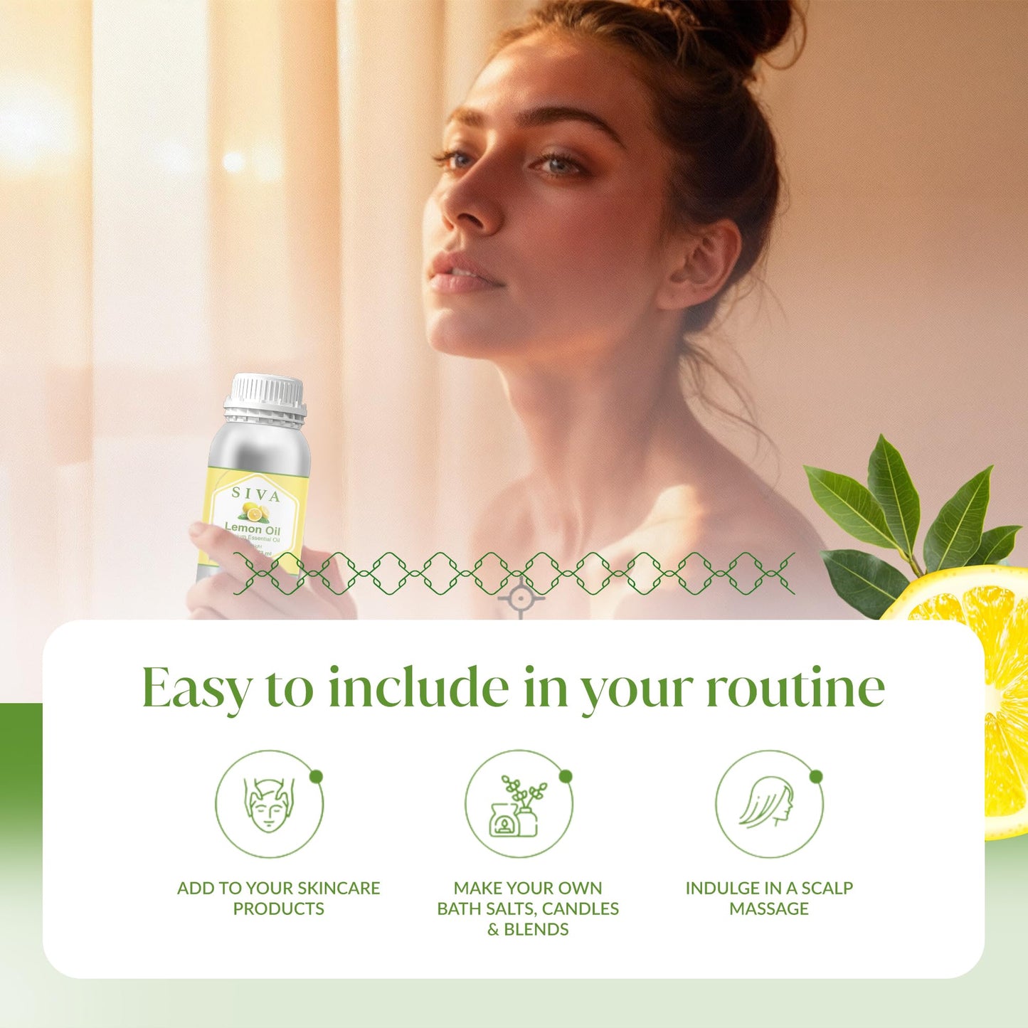 Siva Lemon Essential Oil 16oz – 100% Natural for Diffuser, Hair & Skin Care