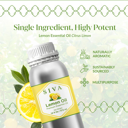 Siva Lemon Essential Oil 16oz – 100% Natural for Diffuser, Hair & Skin Care