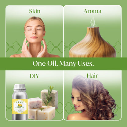 Siva Lemon Essential Oil 16oz – 100% Natural for Diffuser, Hair & Skin Care