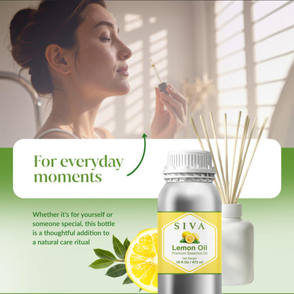 Siva Lemon Essential Oil 16oz – 100% Natural for Diffuser, Hair & Skin Care